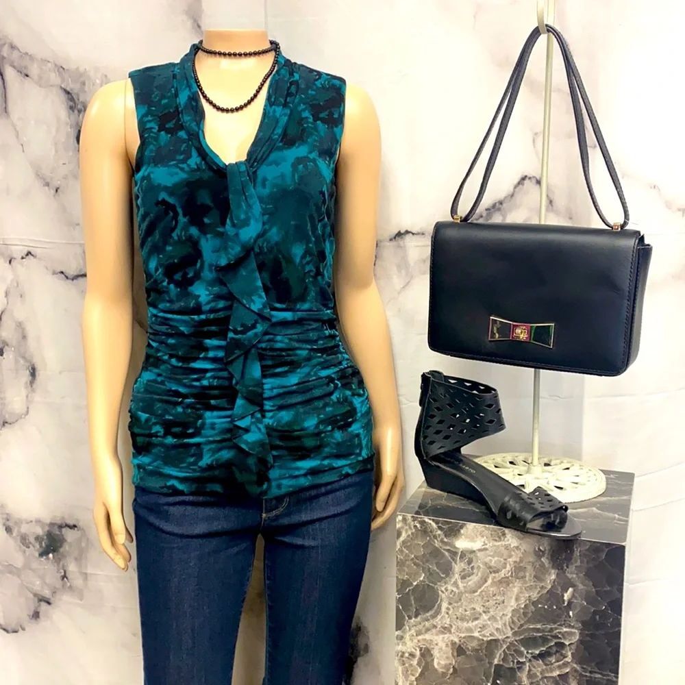 * Classiques Entire teal black print top